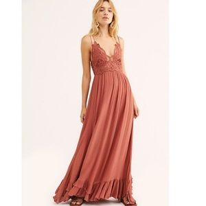 Free People Adella Coral Rust Terracotta Maxi Dress XS